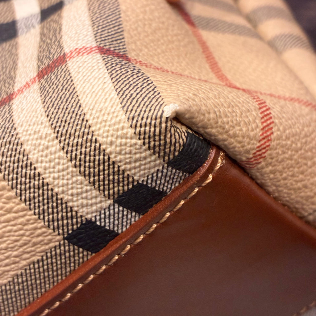 Burberry Beige PVC Burberry Check Tote Handbag