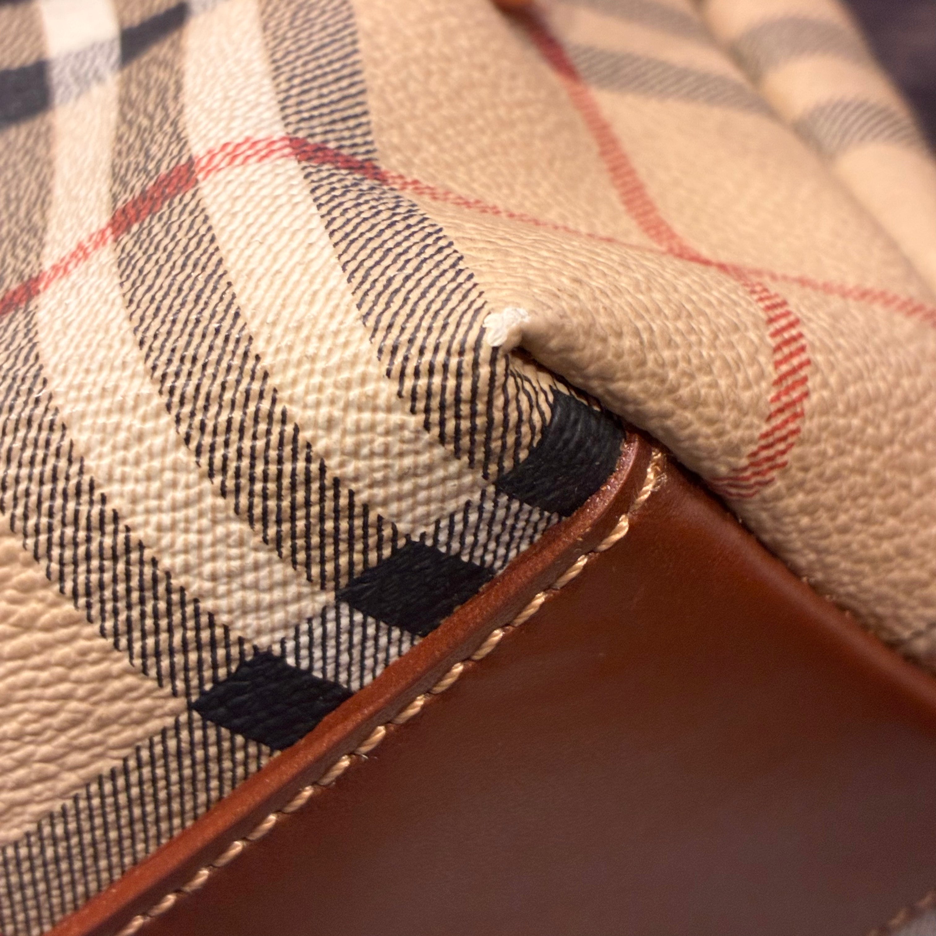 Burberry Beige PVC Burberry Check Tote Handbag