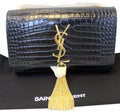 YVES SAINT LAURENT Caviar Leather Black Leather Chain Clutch Crossbody Bag