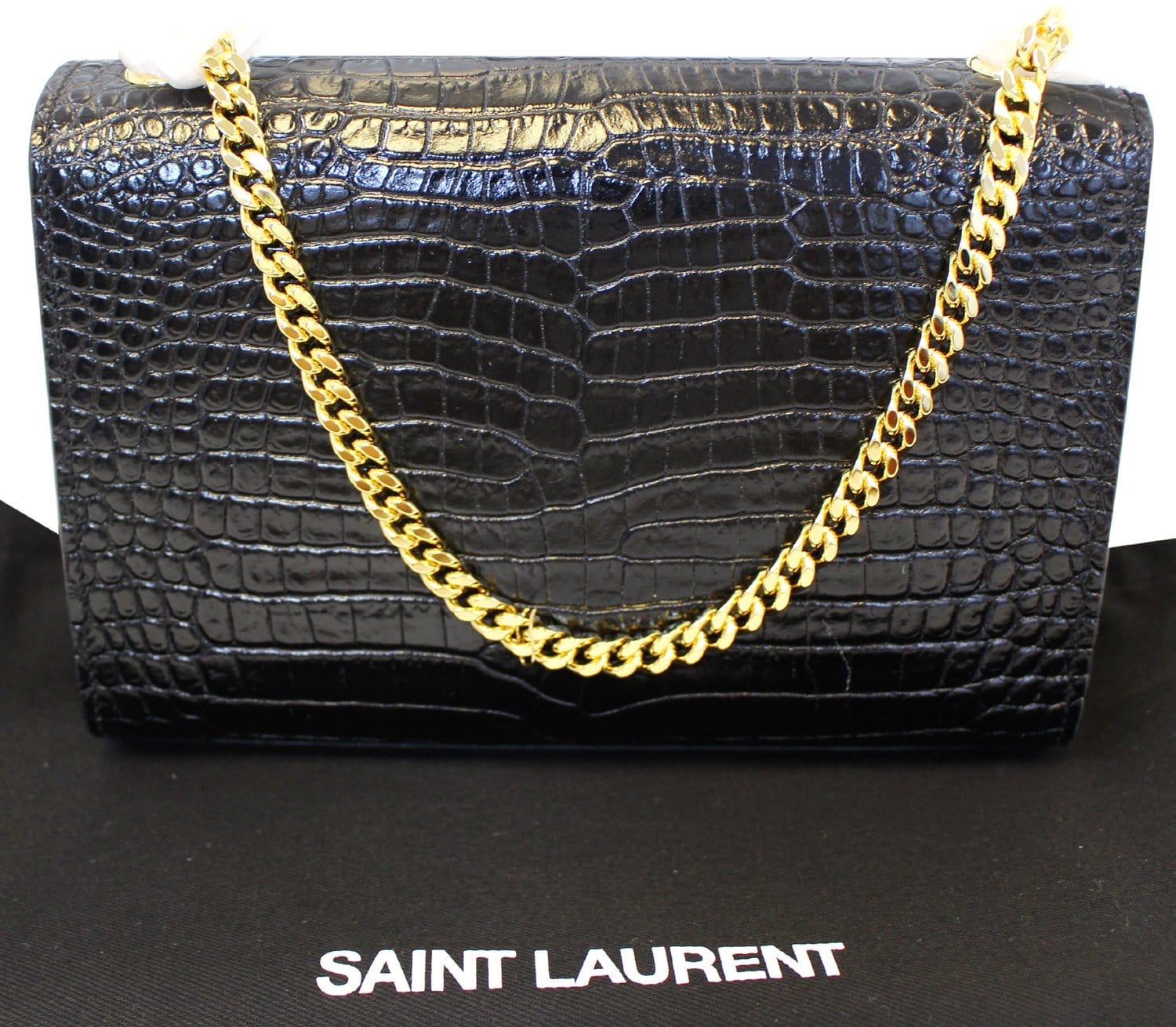 YVES SAINT LAURENT Caviar Leather Black Leather Chain Clutch Crossbody Bag