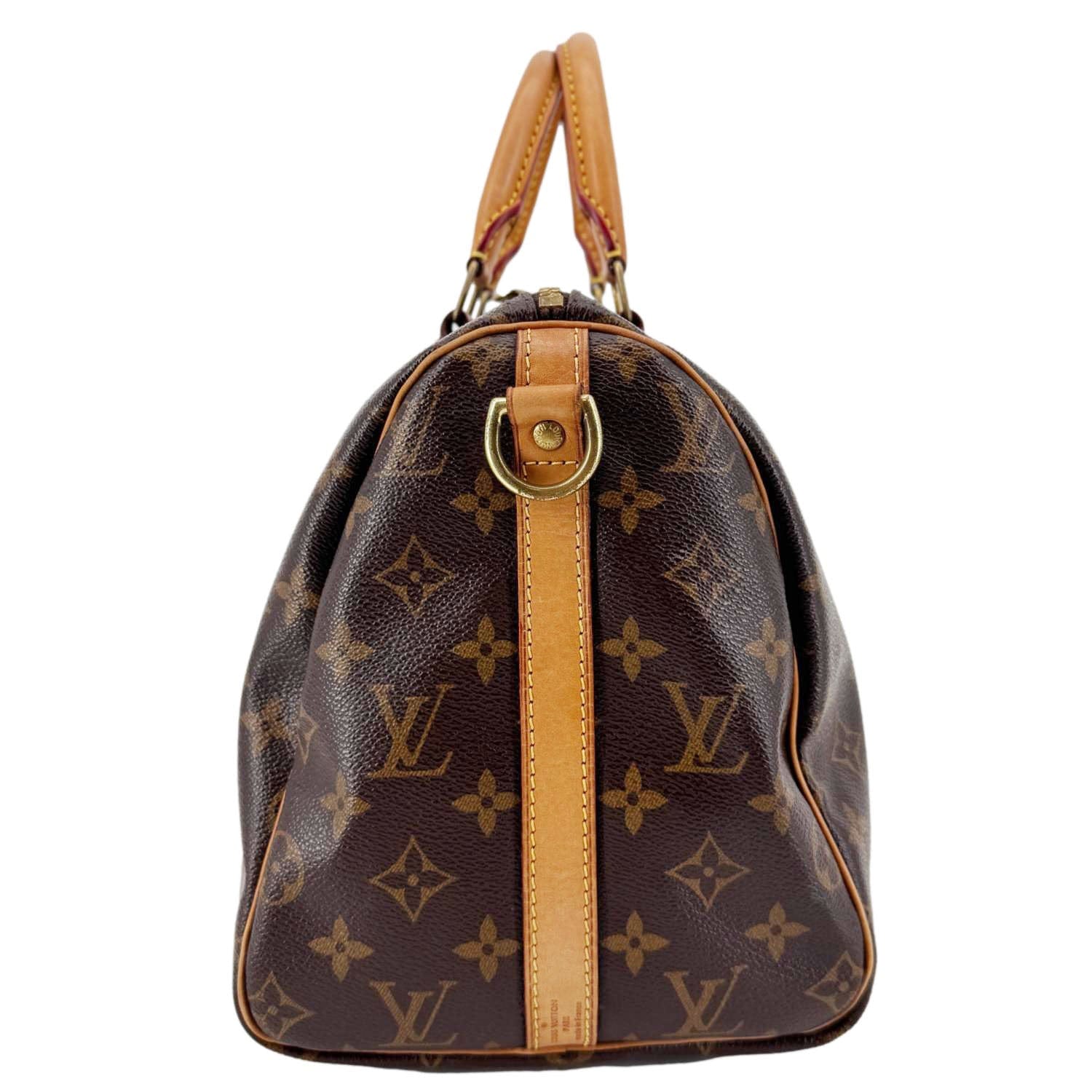 LOUIS VUITTON Speedy 30 Bandouliere Monogram Canvas Crossbody Bag Brown