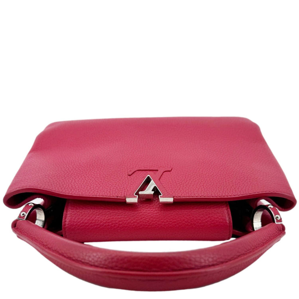 LOUIS VUITTON Capucines MM Taurillon Leather Satchel Bag Red