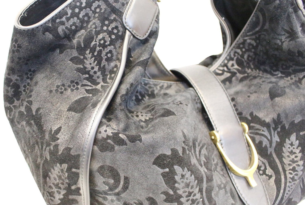 GUCCI Soft Stirrup Nubuck Black Suede Shoulder Bag - Sale