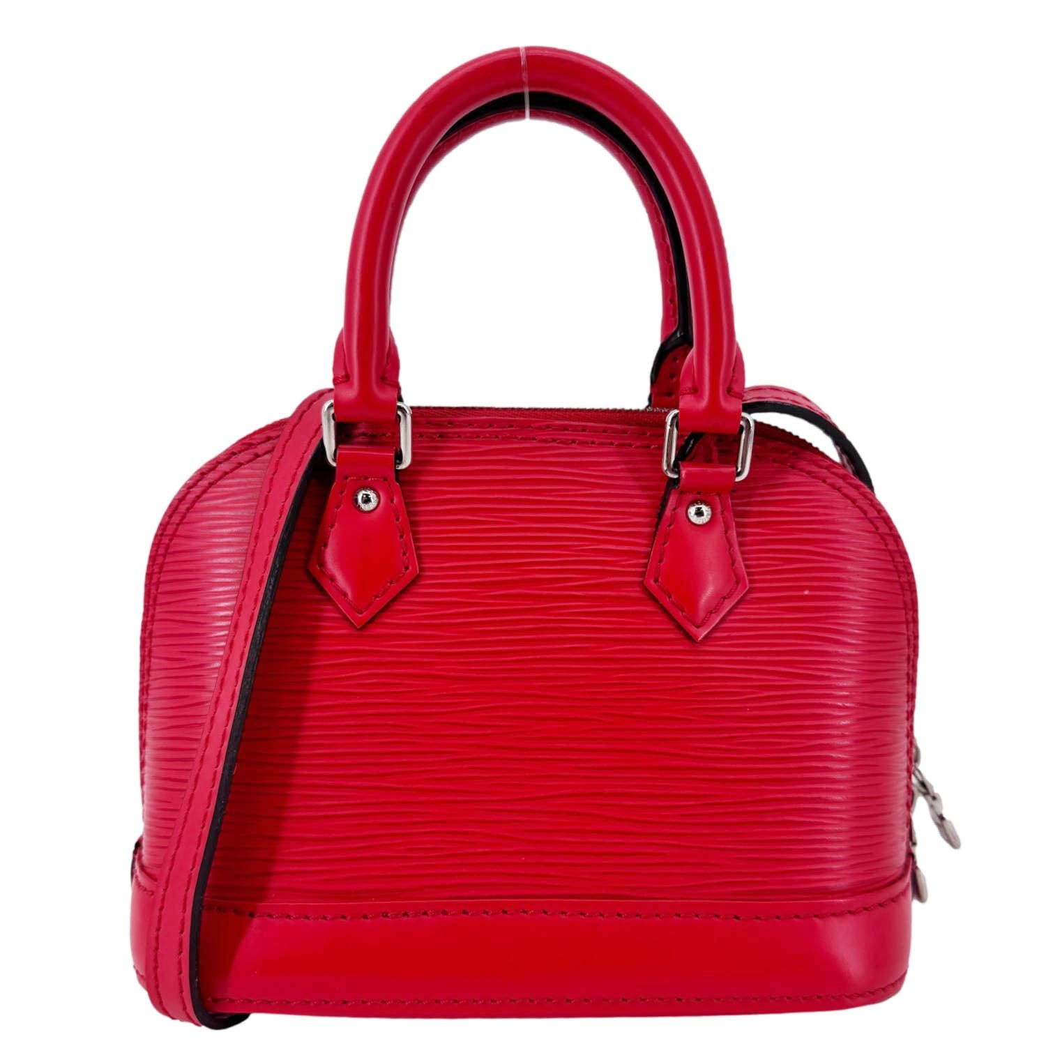 LOUIS VUITTON Nano Alma Epi Leather Satchel Bag Red