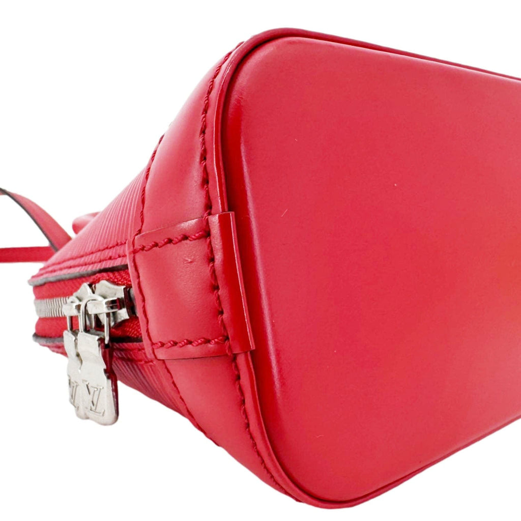 LOUIS VUITTON Nano Alma Epi Leather Satchel Bag Red
