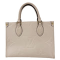 LOUIS VUITTON Onthego PM Giant Monogram Empreinte Leather Satchel Bag Cream