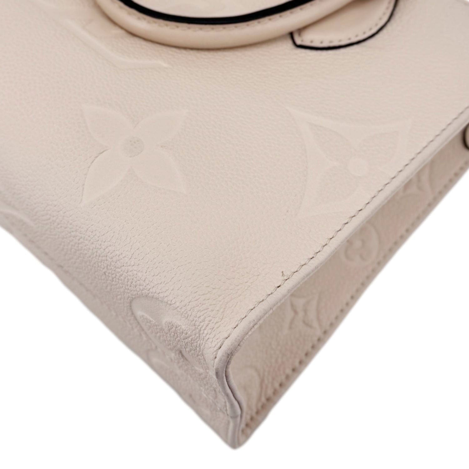LOUIS VUITTON Onthego PM Giant Monogram Empreinte Leather Satchel Bag Cream