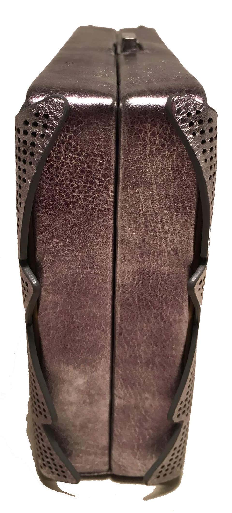 Tonya Hawkes SiLouis Vuittoner Metallic Embossed and Laser Cut Leather Convertible Clutch