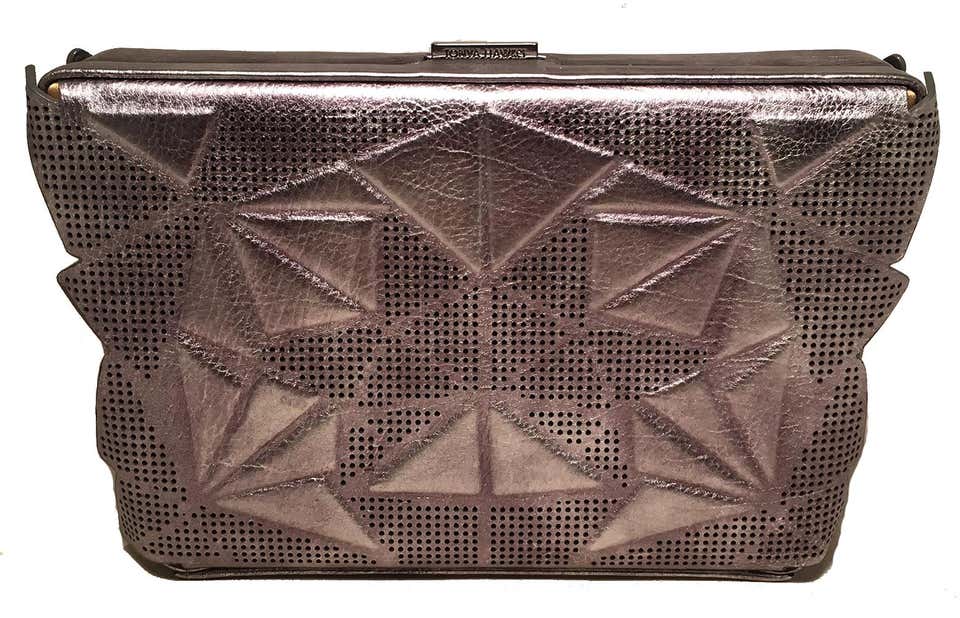 Tonya Hawkes SiLouis Vuittoner Metallic Embossed and Laser Cut Leather Convertible Clutch