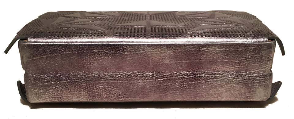 Tonya Hawkes SiLouis Vuittoner Metallic Embossed and Laser Cut Leather Convertible Clutch