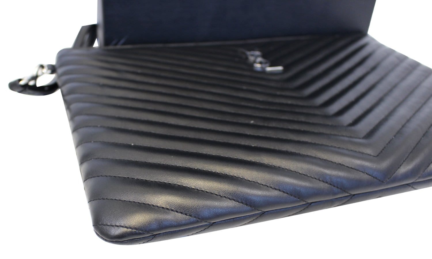YVES SAINT LAURENT Monogram Black Leather Document Holder Clutch