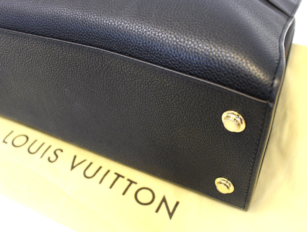 LOUIS VUITTON Noir Black Leather City Steamer MM Shoulder Bag