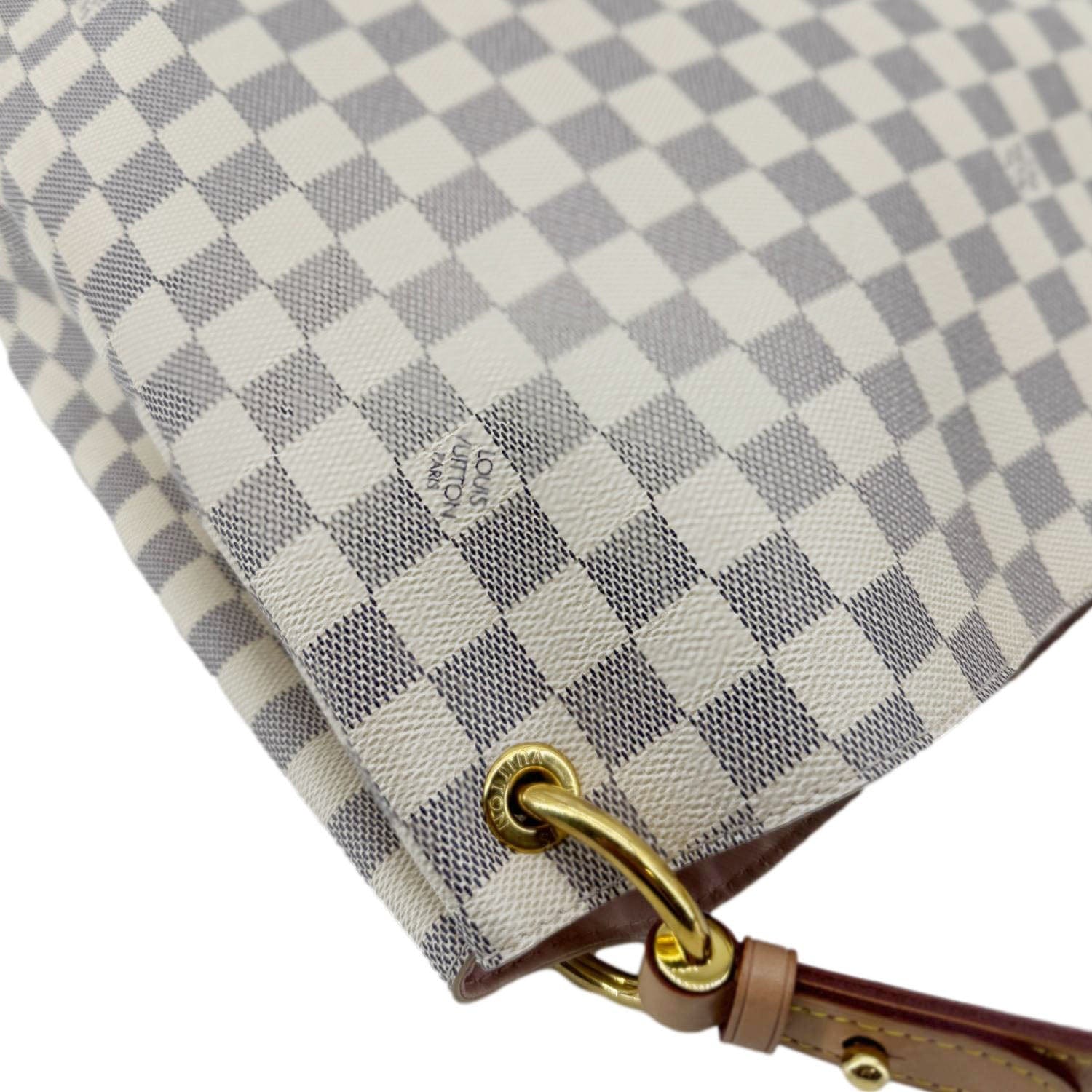LOUIS VUITTON Graceful MM Damier Azur Hobo Shoulder Bag White