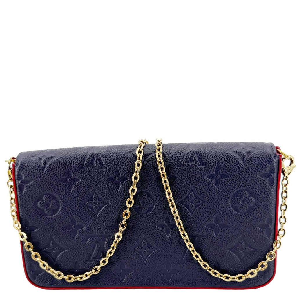 LOUIS VUITTON Felicie Pochette Empreinte Leather Crossbody Bag Blue