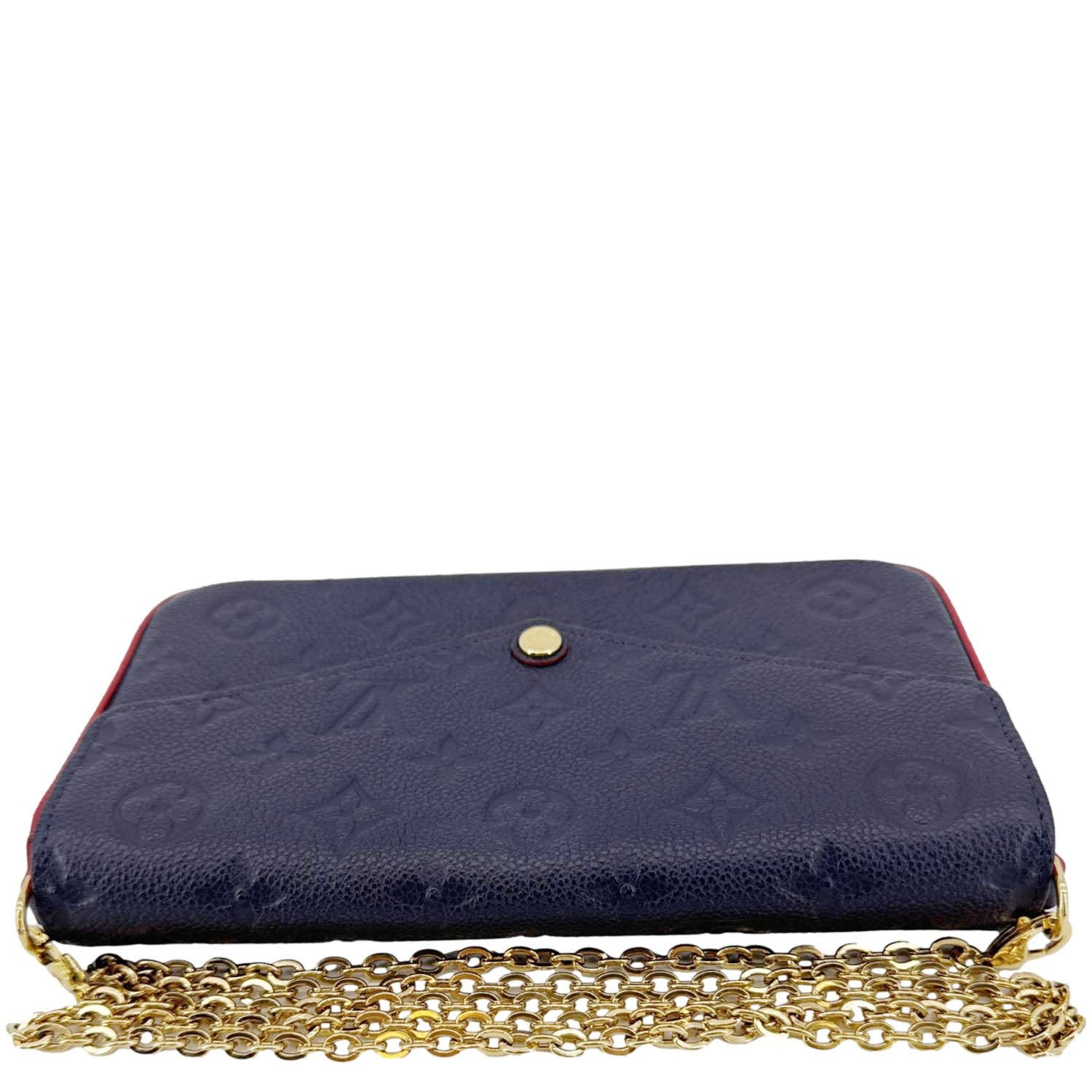LOUIS VUITTON Felicie Pochette Empreinte Leather Crossbody Bag Blue