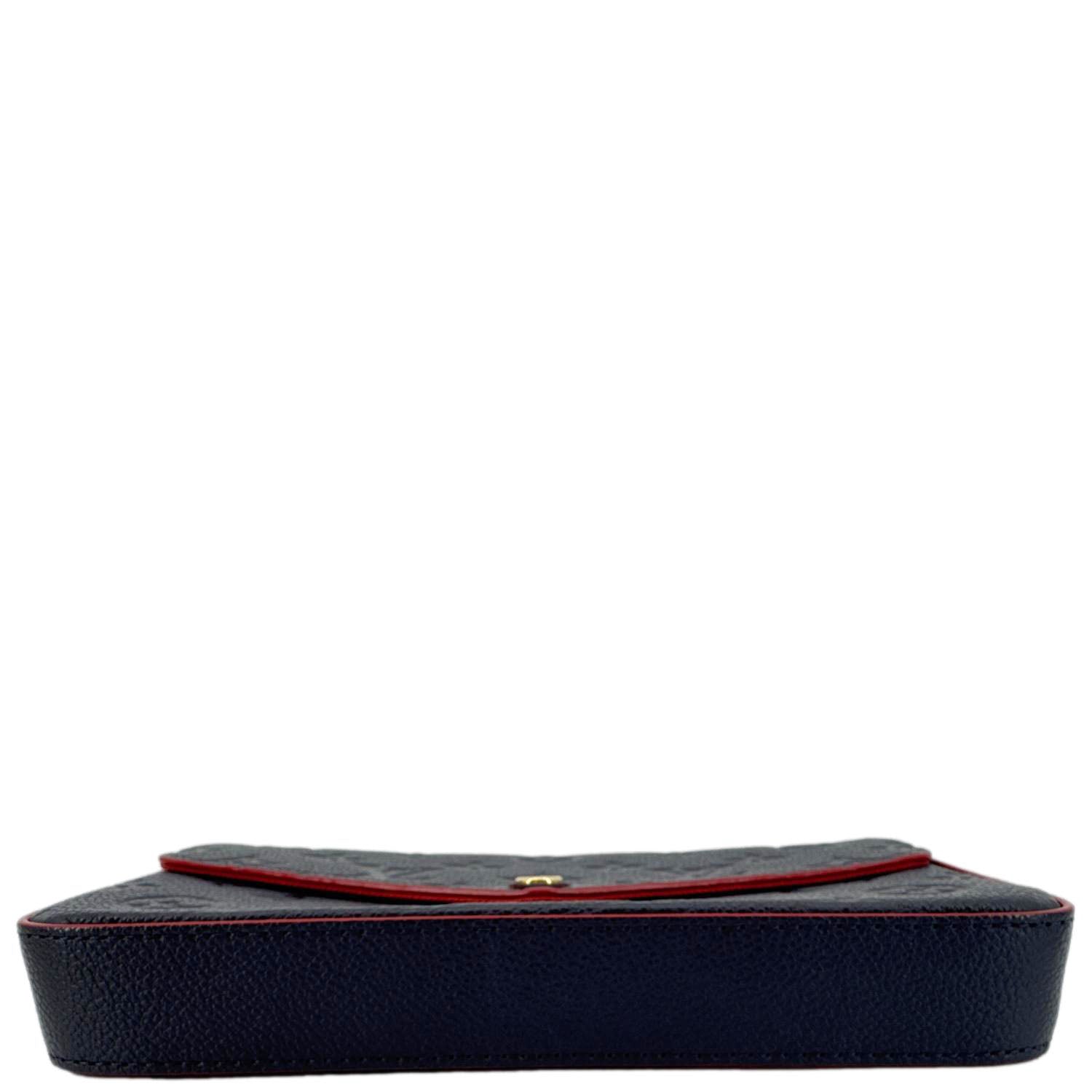 LOUIS VUITTON Felicie Pochette Empreinte Leather Crossbody Bag Blue