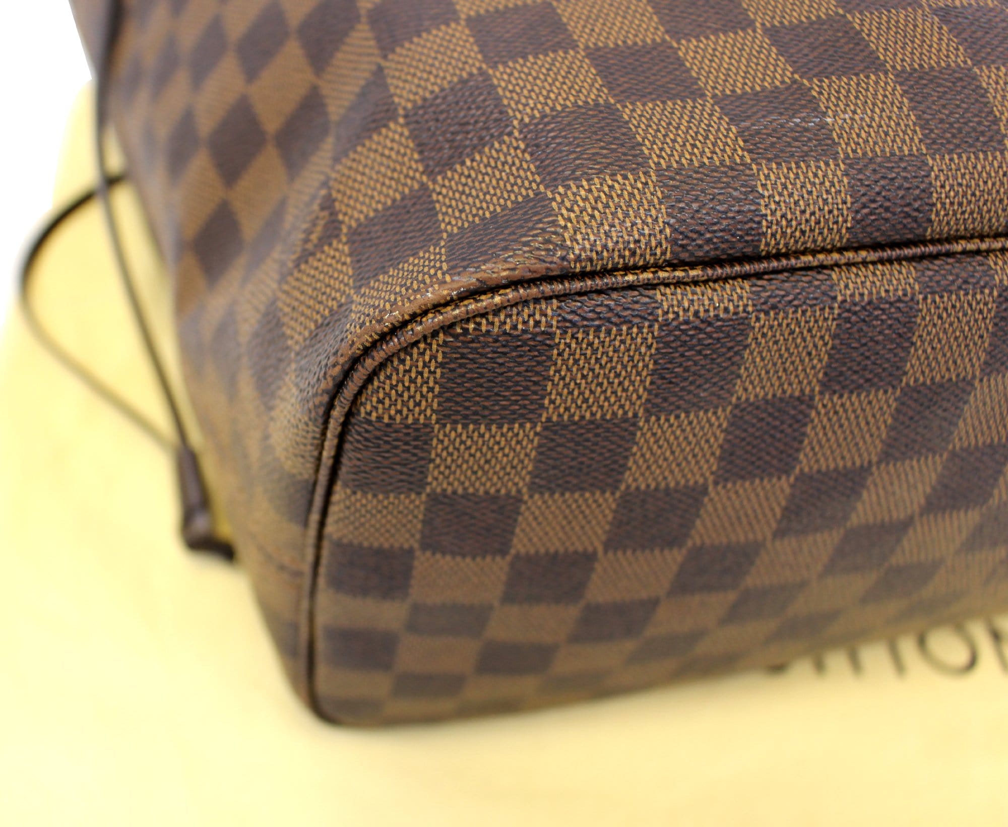 LOUIS VUITTON Damier Ebene ROSE BALLERINE Neverfull MM NM Tote