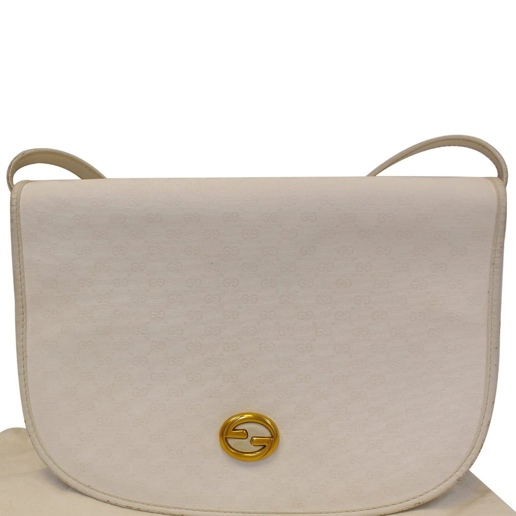 GUCCI Supreme White Flap Crossbody Bag