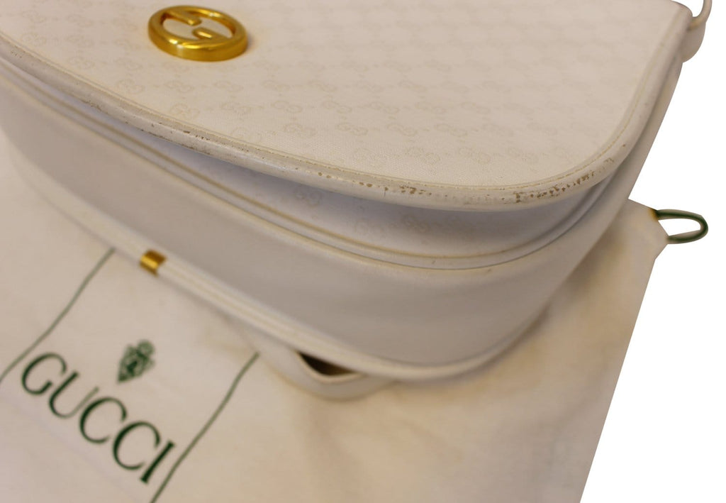 GUCCI Supreme White Flap Crossbody Bag