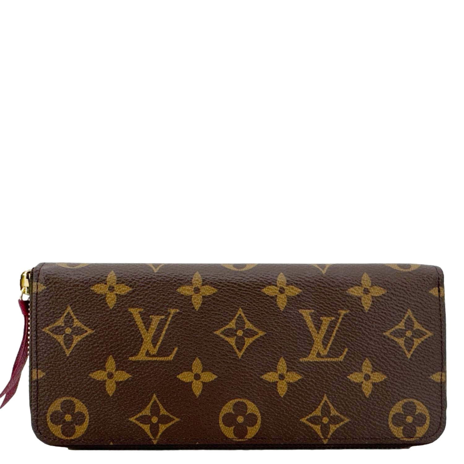 LOUIS VUITTON Clemence Monogram Canvas Zippy Wallet Brown