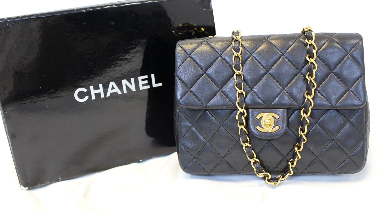 Chanel Black Leather CC Classic Flap Shoulder Crossbody Bag