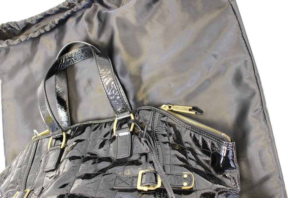 YVES SAINT LAURENT Black Patent Leather Downtown Medium Tote Bag - Last Call