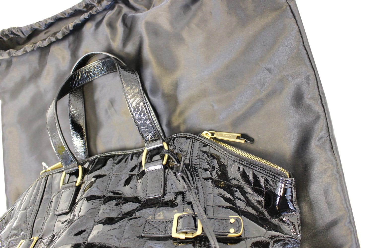 YVES SAINT LAURENT Black Patent Leather Downtown Medium Tote Bag - Last Call