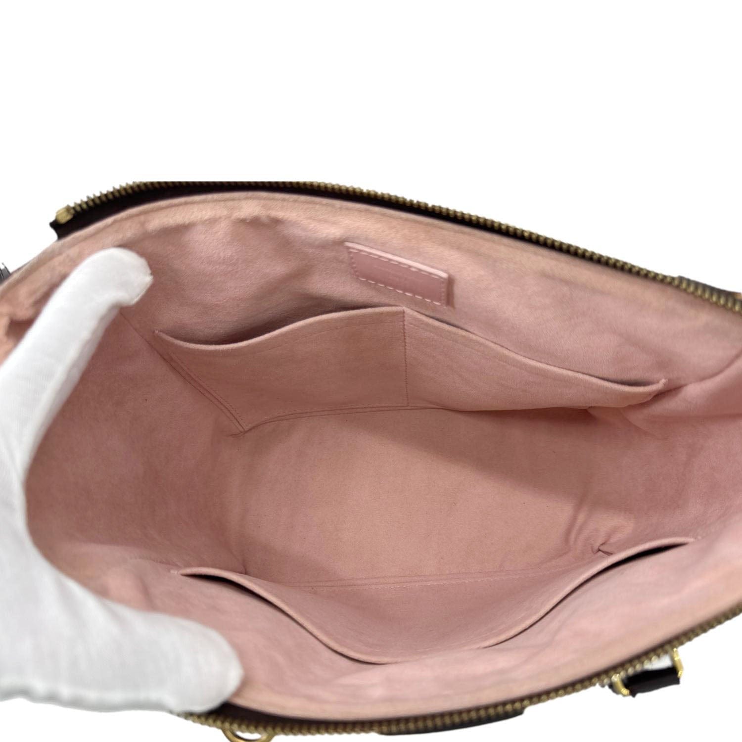 LOUIS VUITTON Caissa MM Damier Ebene Tote Bag Rose Ballerine