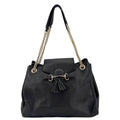 GUCCI Emily Pebbled Leather Chain Shoulder Bag Black 336757