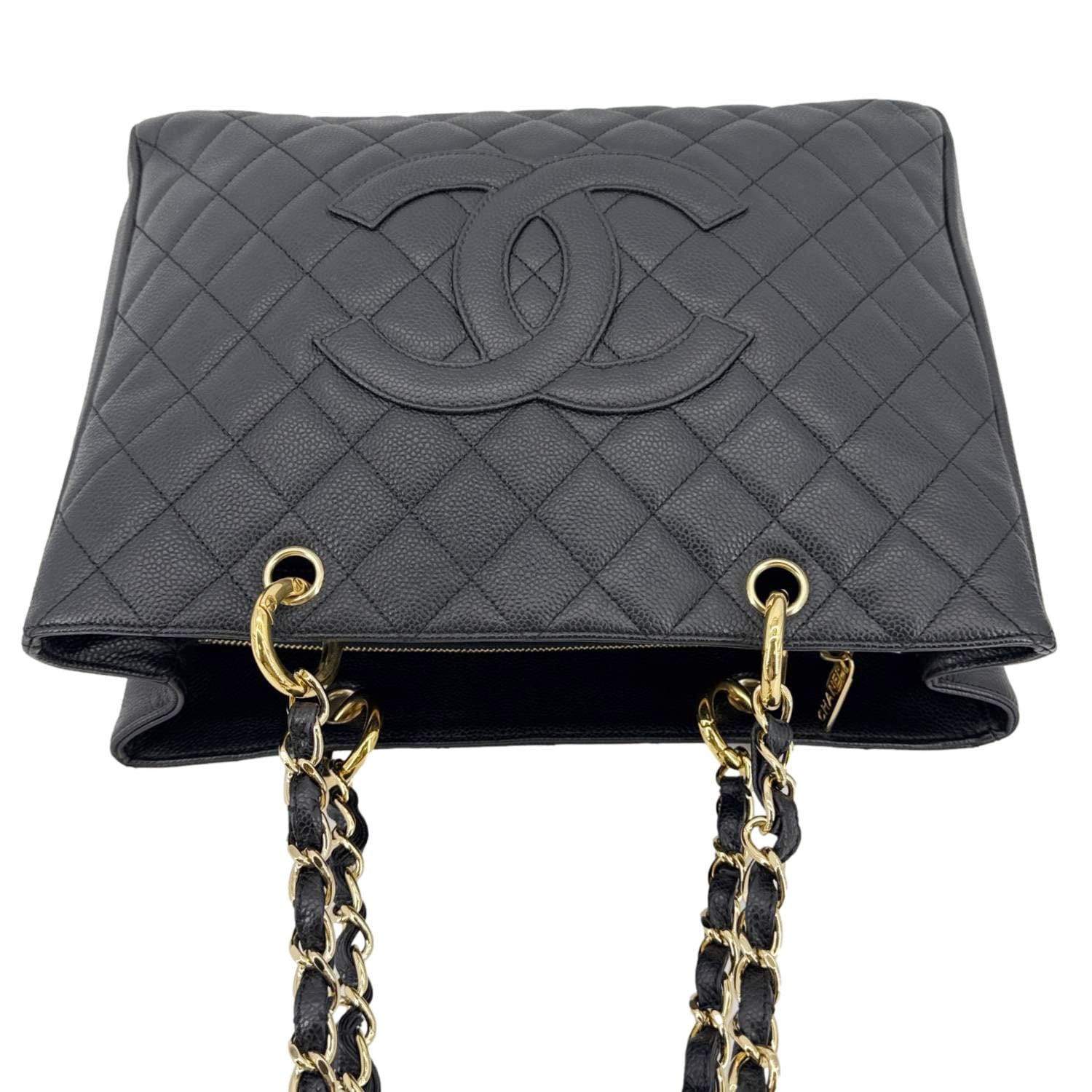 Chanel Grand Shopping Quilted Leather Tote Bag Black