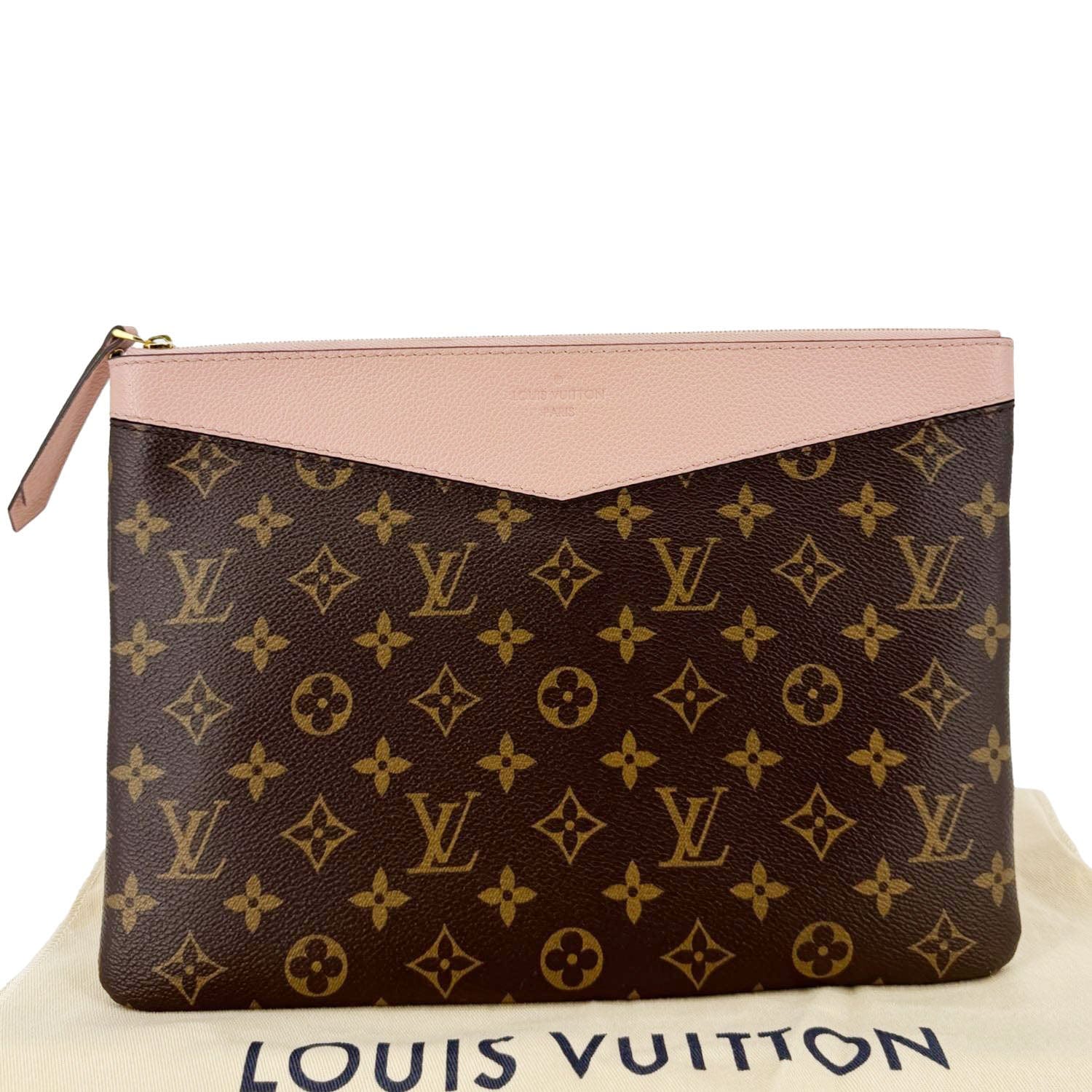LOUIS VUITTON Daily Pouch Monogram Canvas Clutch Pink
