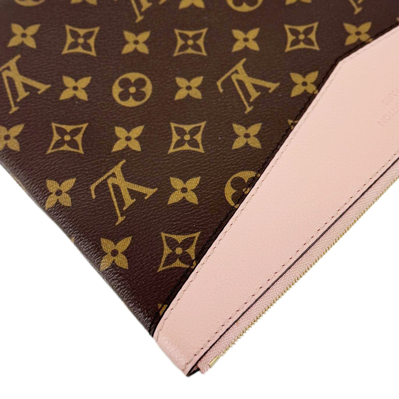 LOUIS VUITTON Daily Pouch Monogram Canvas Clutch Pink