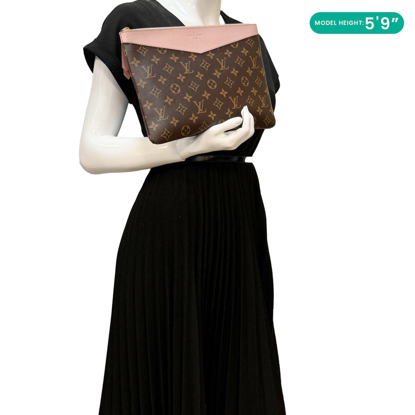 LOUIS VUITTON Daily Pouch Monogram Canvas Clutch Pink