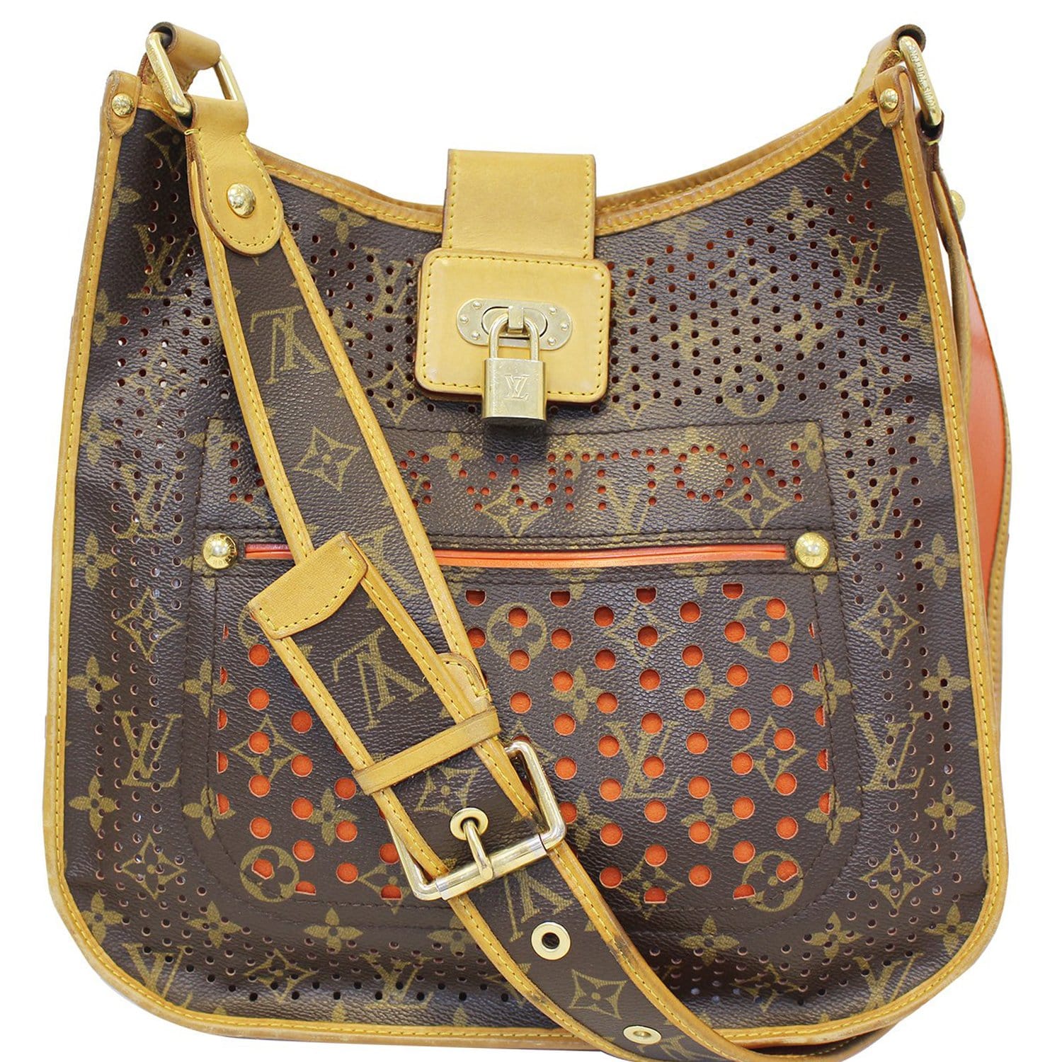 LOUIS VUITTON Orange Monogram Perforated Mtte Shoulder Bag