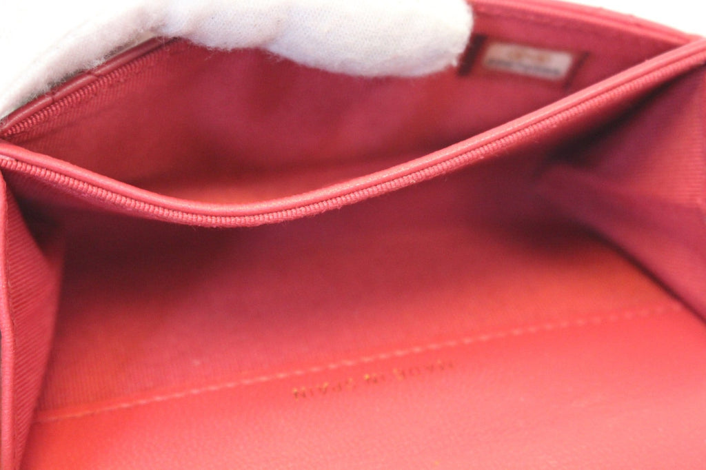 Chanel Dark Pink Classic Flap Card Holder Case
