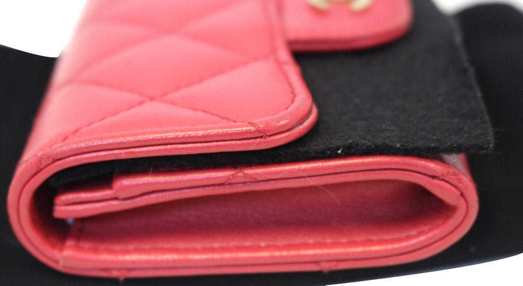 Chanel Dark Pink Classic Flap Card Holder Case