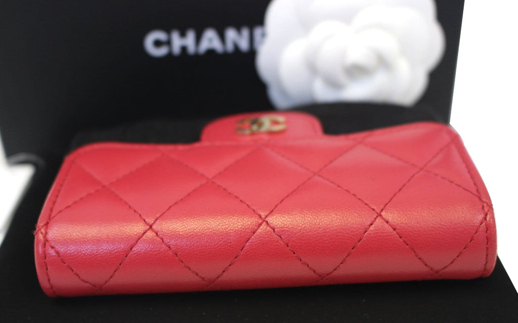 Chanel Dark Pink Classic Flap Card Holder Case