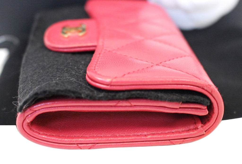 Chanel Dark Pink Classic Flap Card Holder Case