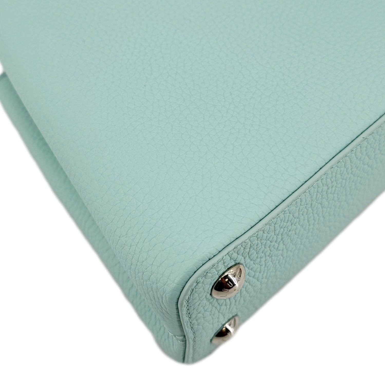 LOUIS VUITTON Capucines BB Taurillon Leather Satchel Bag Turquoise
