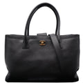 Chanel Cerf Executive Leather Shopper Tote Bag Black