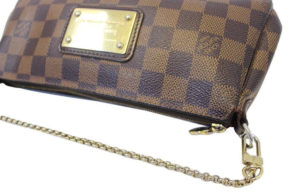 LOUIS VUITTON Damier Ebene Pochette Eva Clutch Shoulder Crossbody Bag