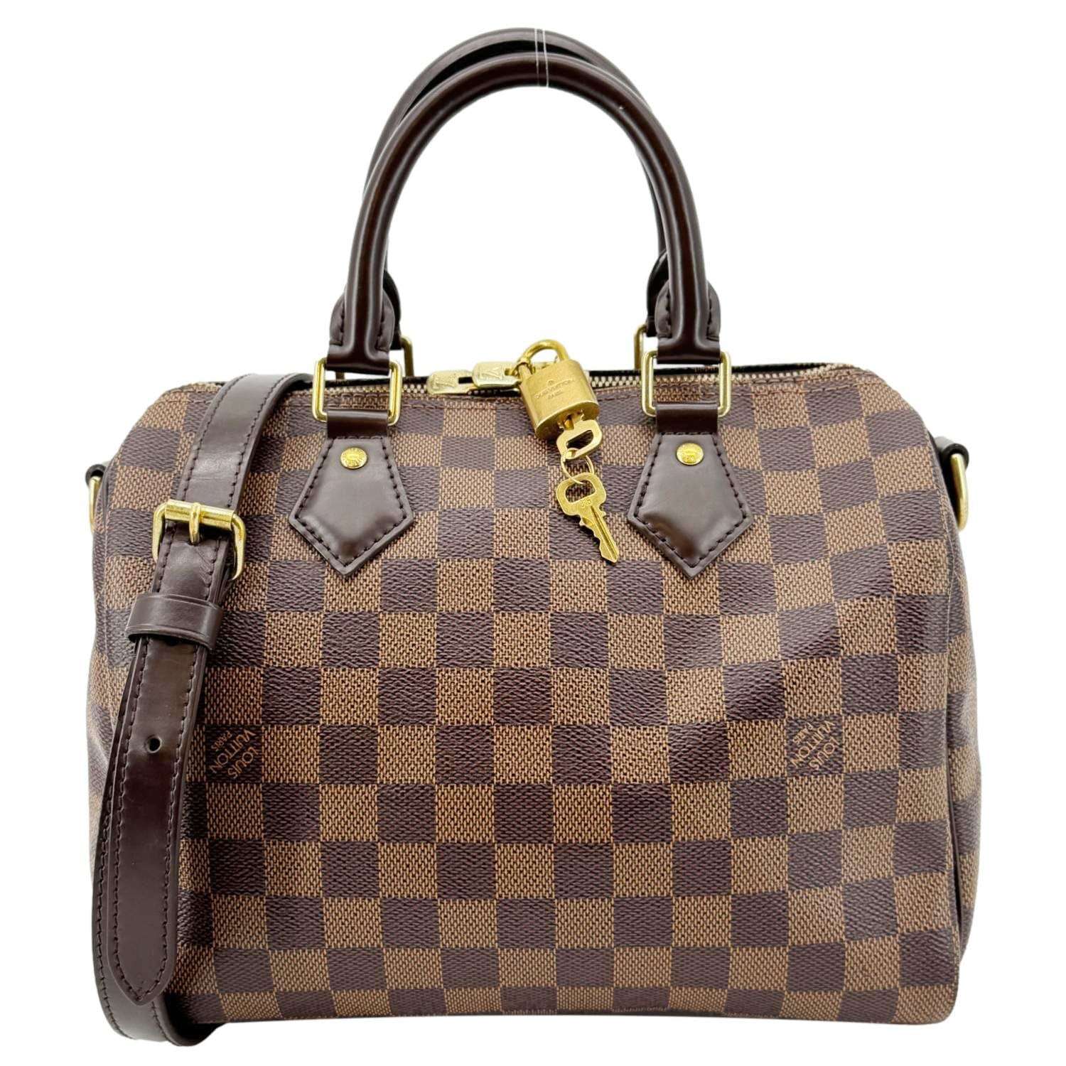 LOUIS VUITTON Speedy 25 Bandouliere Damier Ebene Shoulder Bag Brown