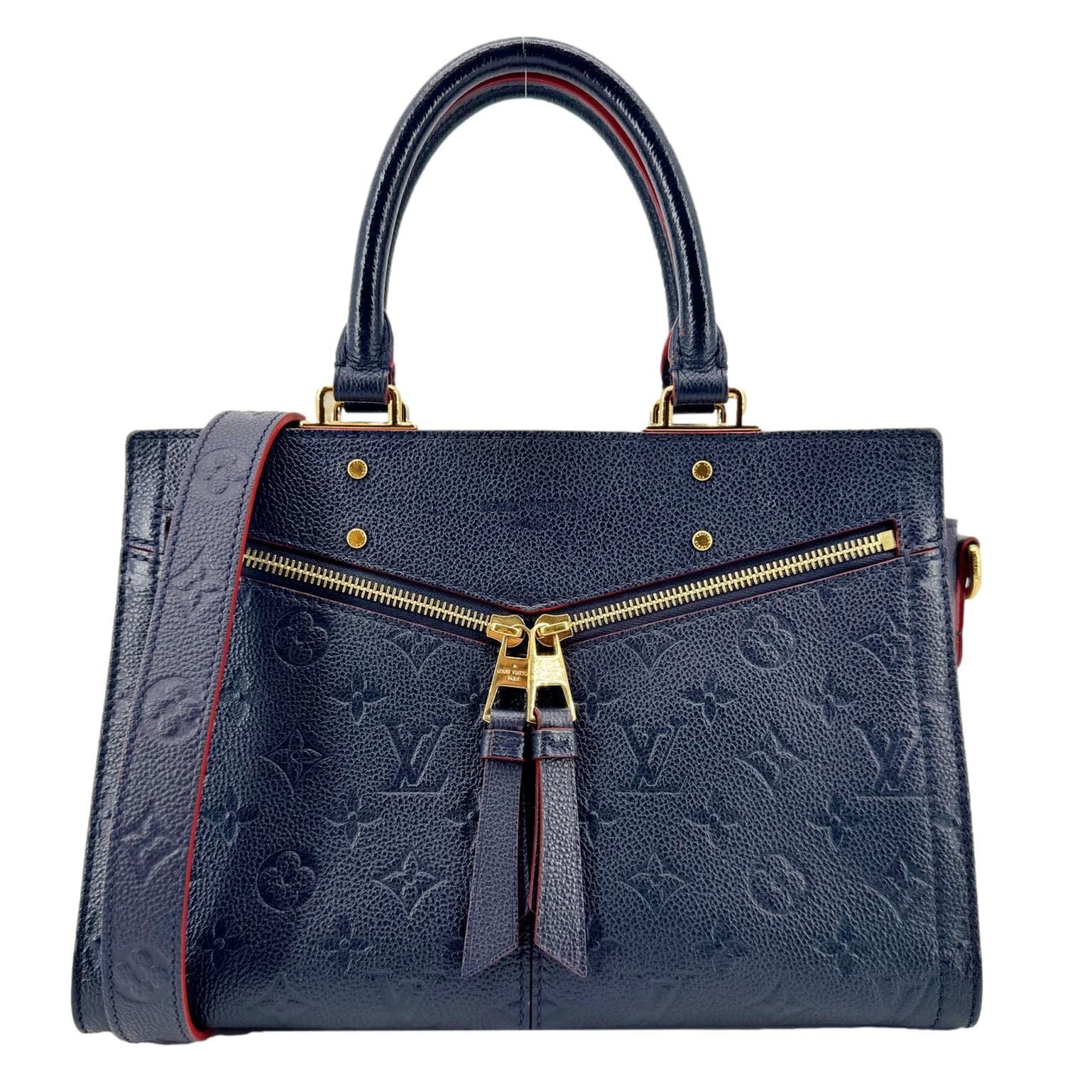 LOUIS VUITTON Sully PM Monogram Empreinte Leather Shoulder Bag Marine Rouge