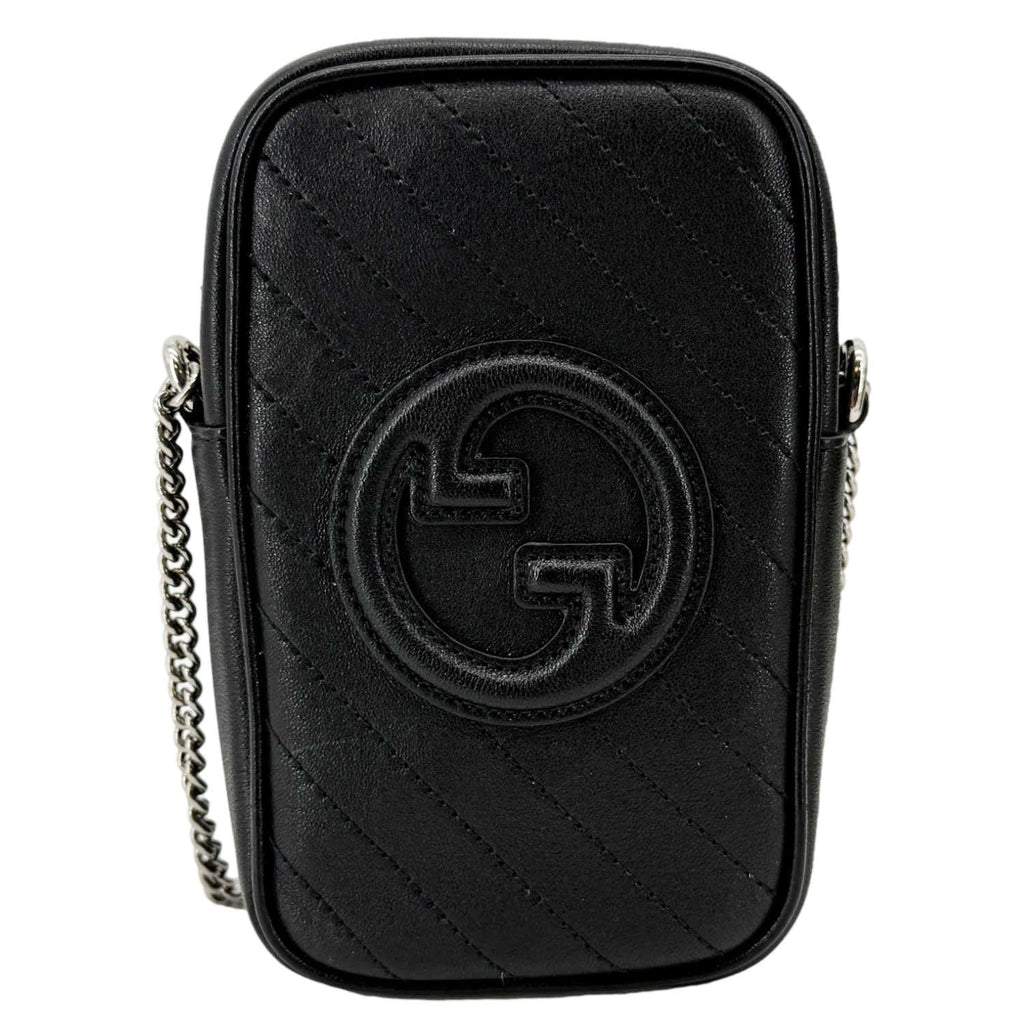 GUCCI Blondie Mini Leather Shoulder Bag Black 760315