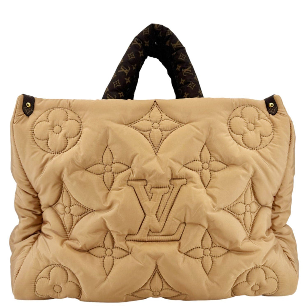 LOUIS VUITTON Onthego GM Giant Monogram Econyl Pillow Shoulder Bag Camel