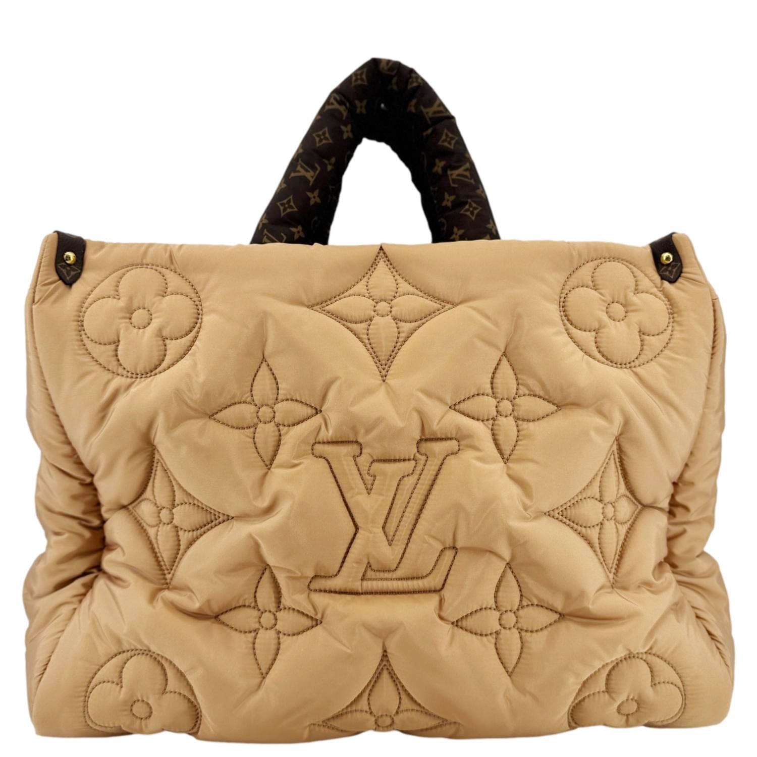 LOUIS VUITTON Onthego GM Giant Monogram Econyl Pillow Shoulder Bag Camel