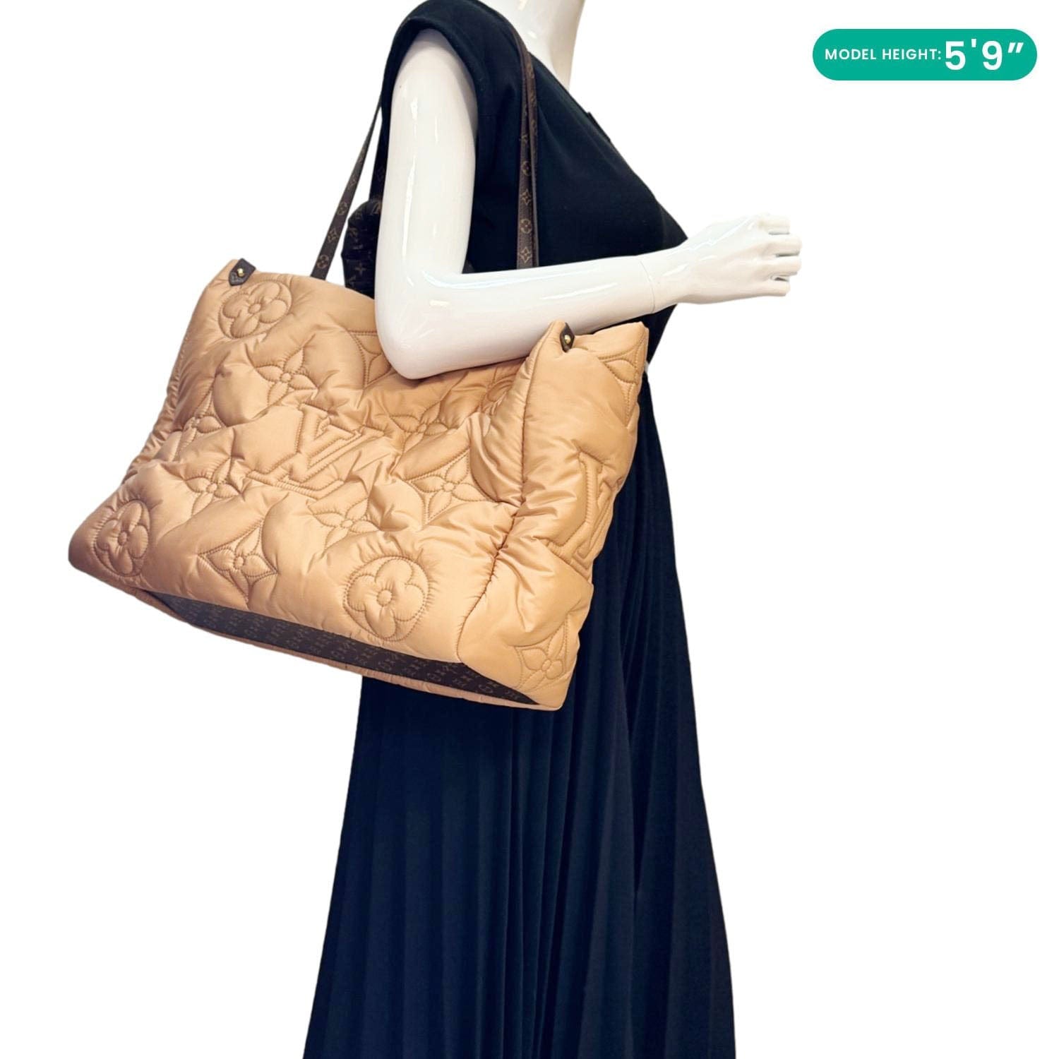 LOUIS VUITTON Onthego GM Giant Monogram Econyl Pillow Shoulder Bag Camel