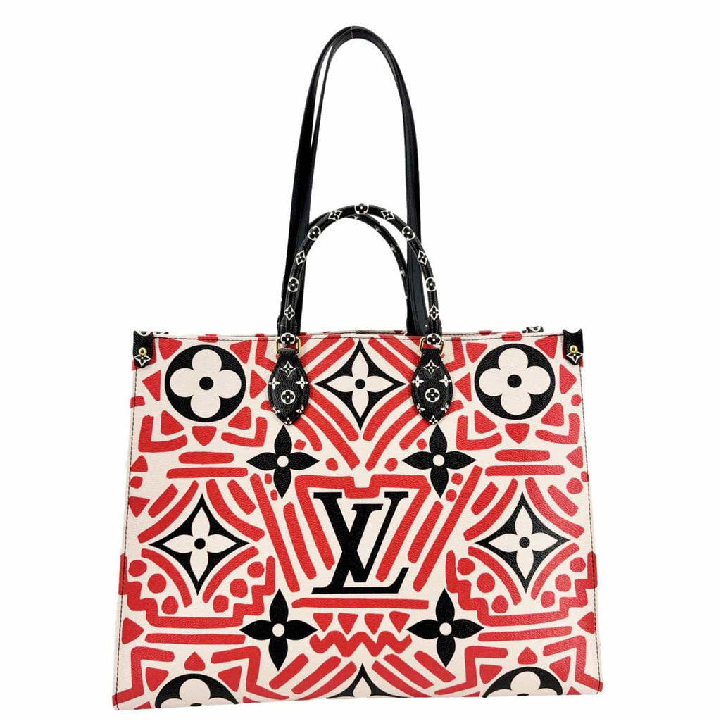 LOUIS VUITTON Onthego GM Crafty Monogram Giant Canvas Shoulder Bag Red