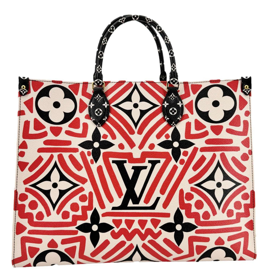 LOUIS VUITTON Onthego GM Crafty Monogram Giant Canvas Shoulder Bag Red