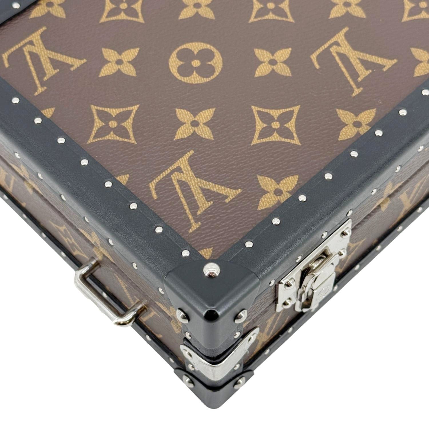 LOUIS VUITTON Clutch Box Monogram Macassar Canvas Crossbody Bag Brown